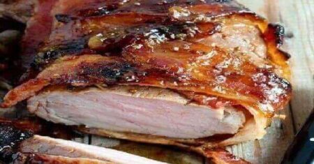 Lombo de porco caramelizado com Bacon